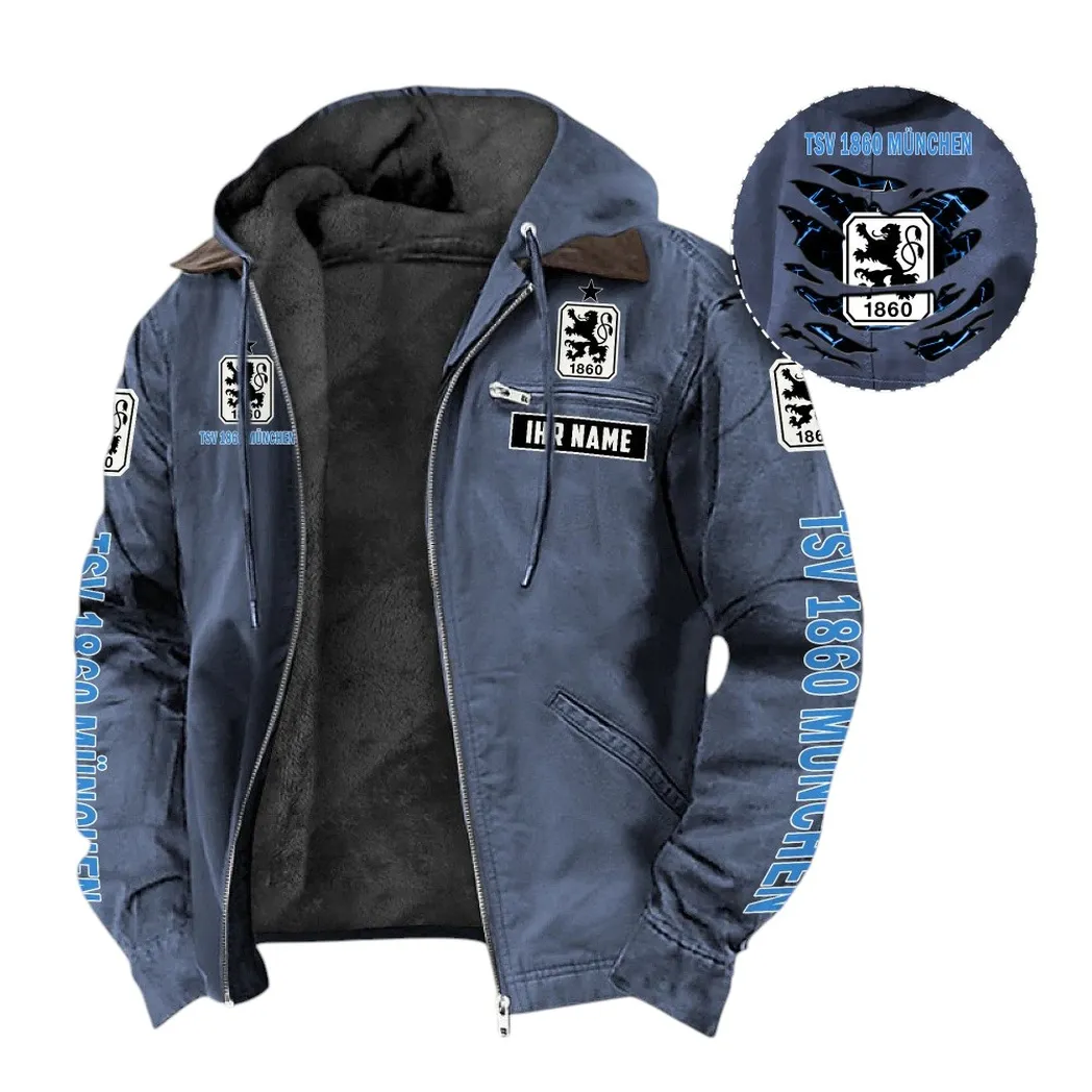 Treue Löwen-Fans Hoodie mit Kapuze und Flanell, Exklusive Logo Hoodie Für Fußballfans BDE180 - Marineblau