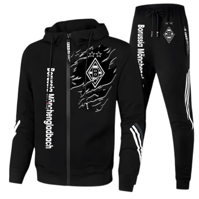 Fohlen-Fanclub Trainingsanzug, Sportanzug mit Vollreißverschluss für Sportfans BDE108 - Schwarz