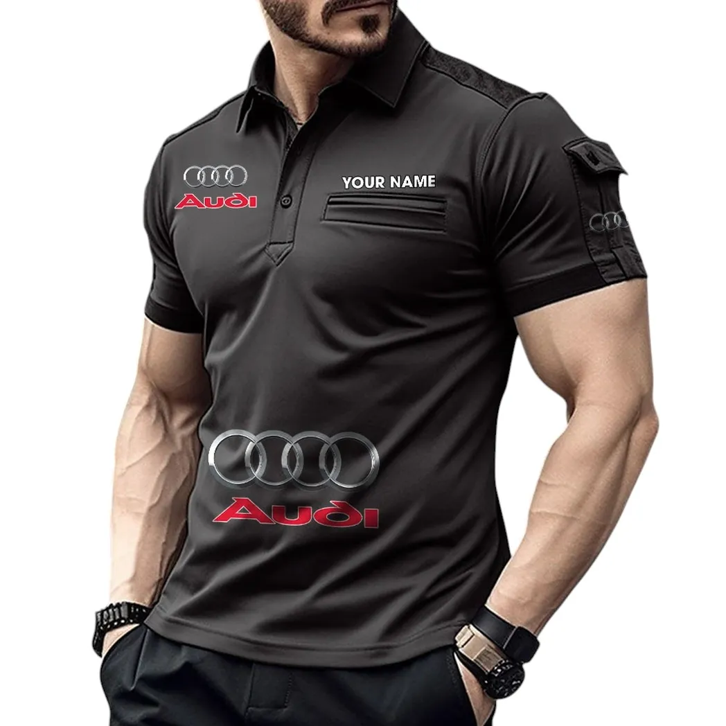 Prestigeauto Poloshirt mit Tasche, Streetwear Polohemd CAR450 - Schwarz