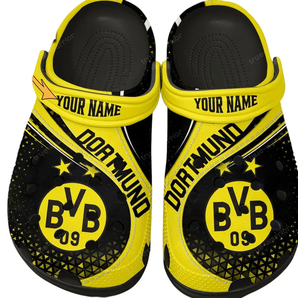 Schwarz-Goldener Klub Clogs mit Allover-Druck, Stadion-Energie-Clogs BDE340 - Schwarz