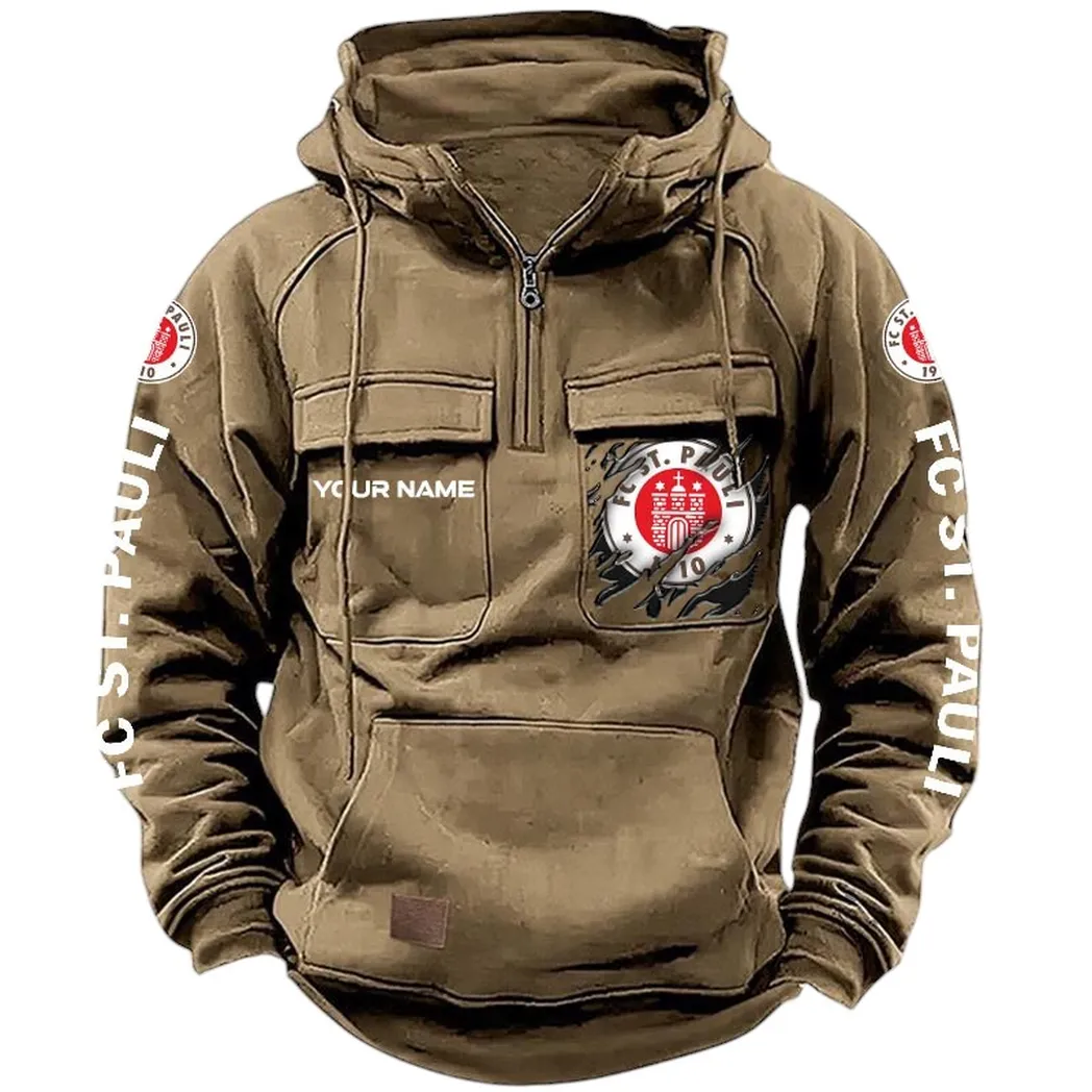 Mutige Geist-Crew Hoodie Reißverschluss Taktischer, Exklusive Logo-Hoodie Für Fußballfans SPO161 - Khaki
