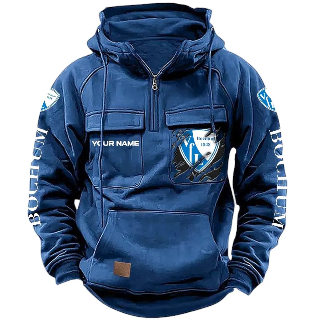 Blau-Weiße Armee Hoodie Reißverschluss Taktischer, Exklusive Logo-Hoodie Für Fußballfans SPO161 - Dunkelblau