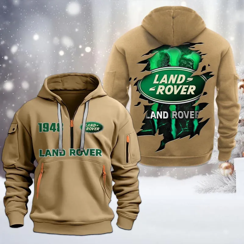 4x4 SUV Maker Hoodie Half Zipper, True Supporter Half-Zip Hoodie CAR198 - Khaki - Image 2