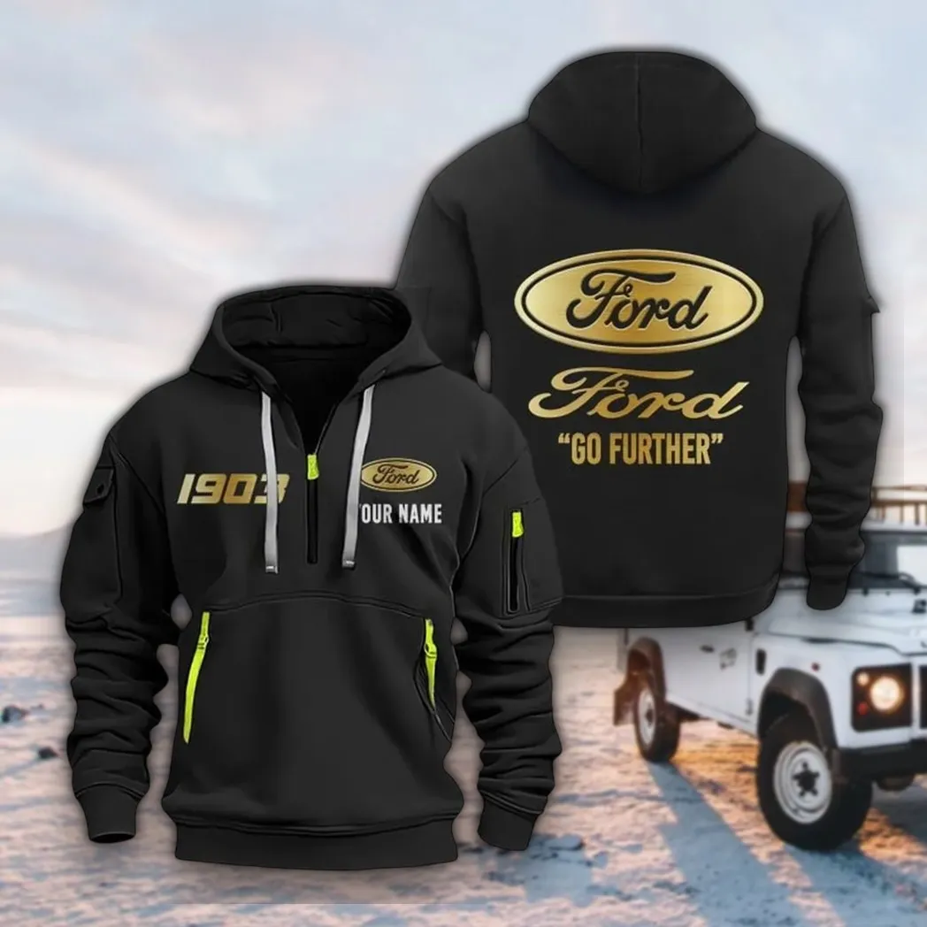 Vintage Ride Hoodie Half Zipper, Fan Pride Half-Zip Hoodie CAR019 -Black