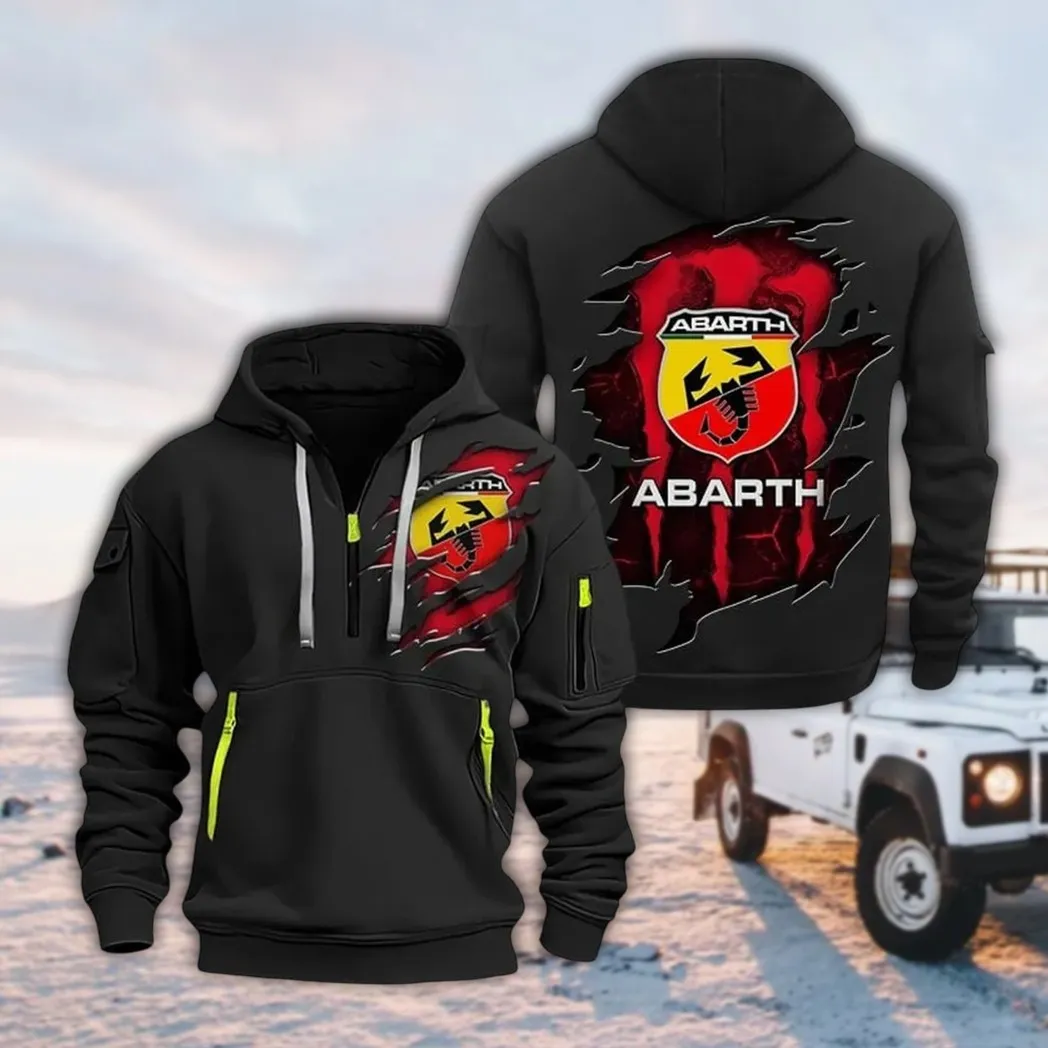 Street Racing Car Hoodie Half Zipper, Supporter Style Half-Zip Hoodie CAR021 -Black