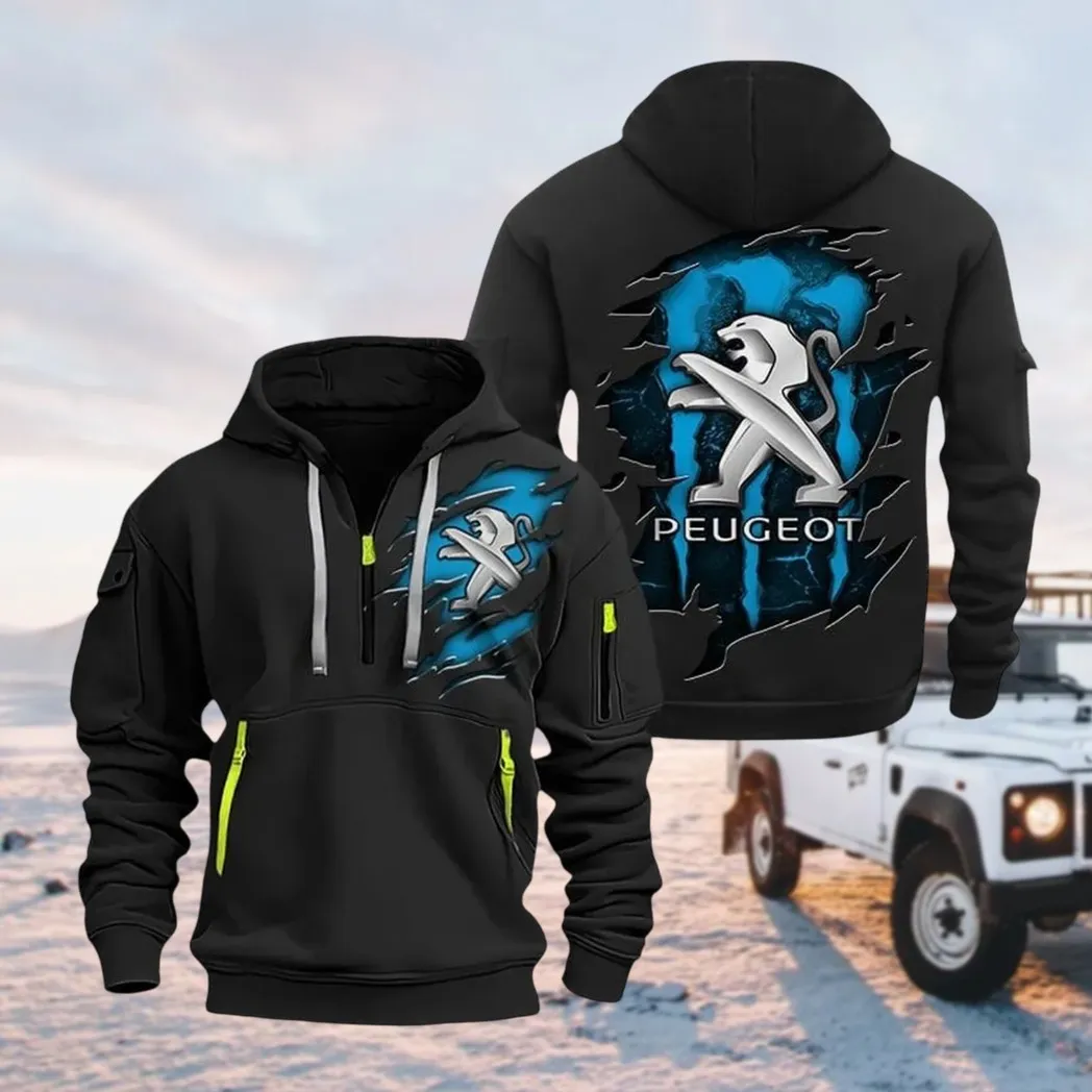 Compact Hatchback Hoodie Half Zipper, True Supporter Half-Zip Hoodie CAR021 -Black