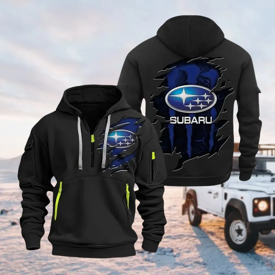 Boxer Engine Car Hoodie Half Zipper, True Supporter Half-Zip Hoodie CAR021 -Black