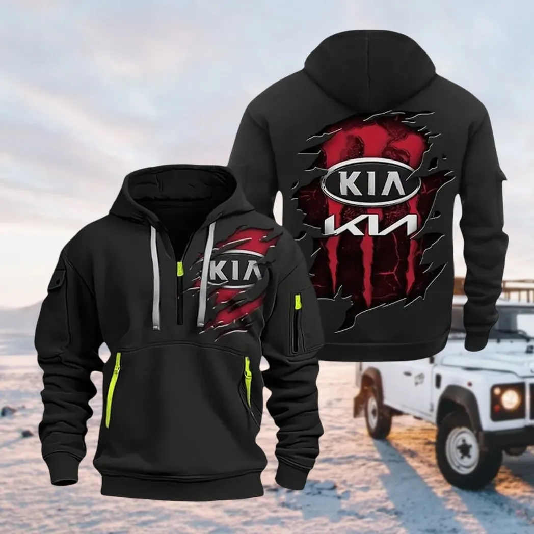 Small City Car Hoodie Half Zipper, Classic Sport Half-Zip Hoodie CAR021 -Black