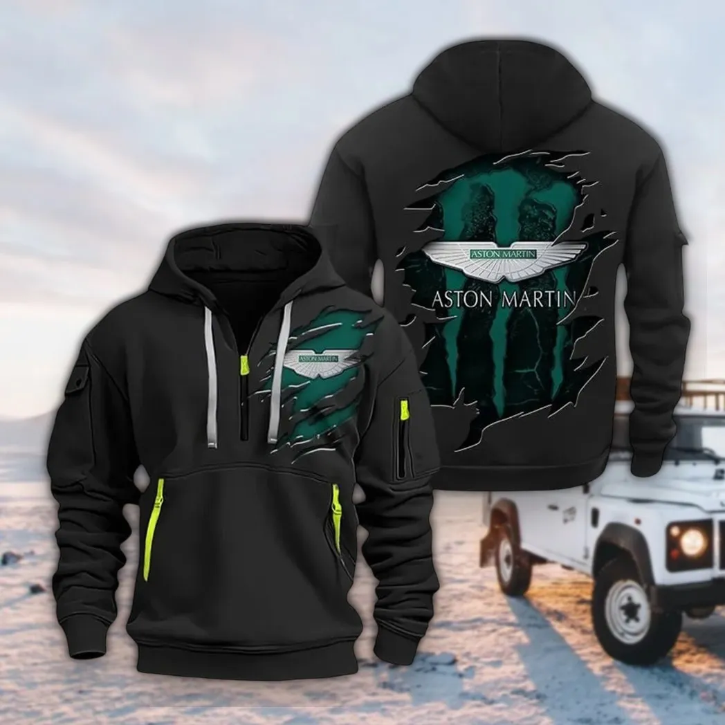 Stylish GT Car Hoodie Half Zipper, Supporter Spirit Hoodie CAR021 -Black