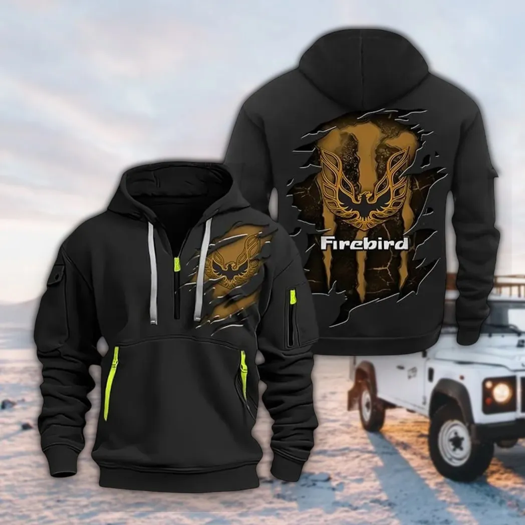 Retro Cruiser Hoodie Half Zipper, Warm Up Hoodie CAR021 -Black