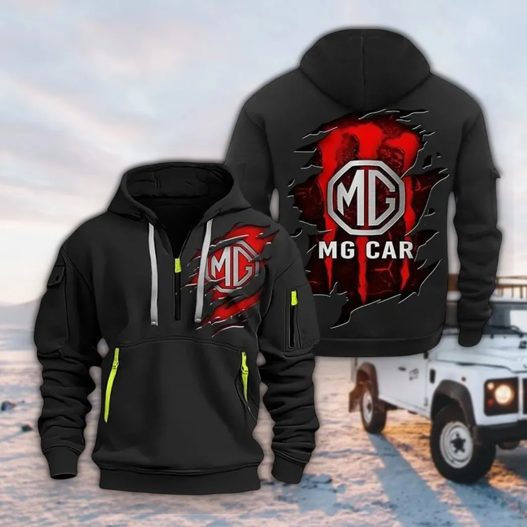 Performance Car Hoodie Half Zipper, Casual Sport Half-Zip Hoodie CAR021 -Black