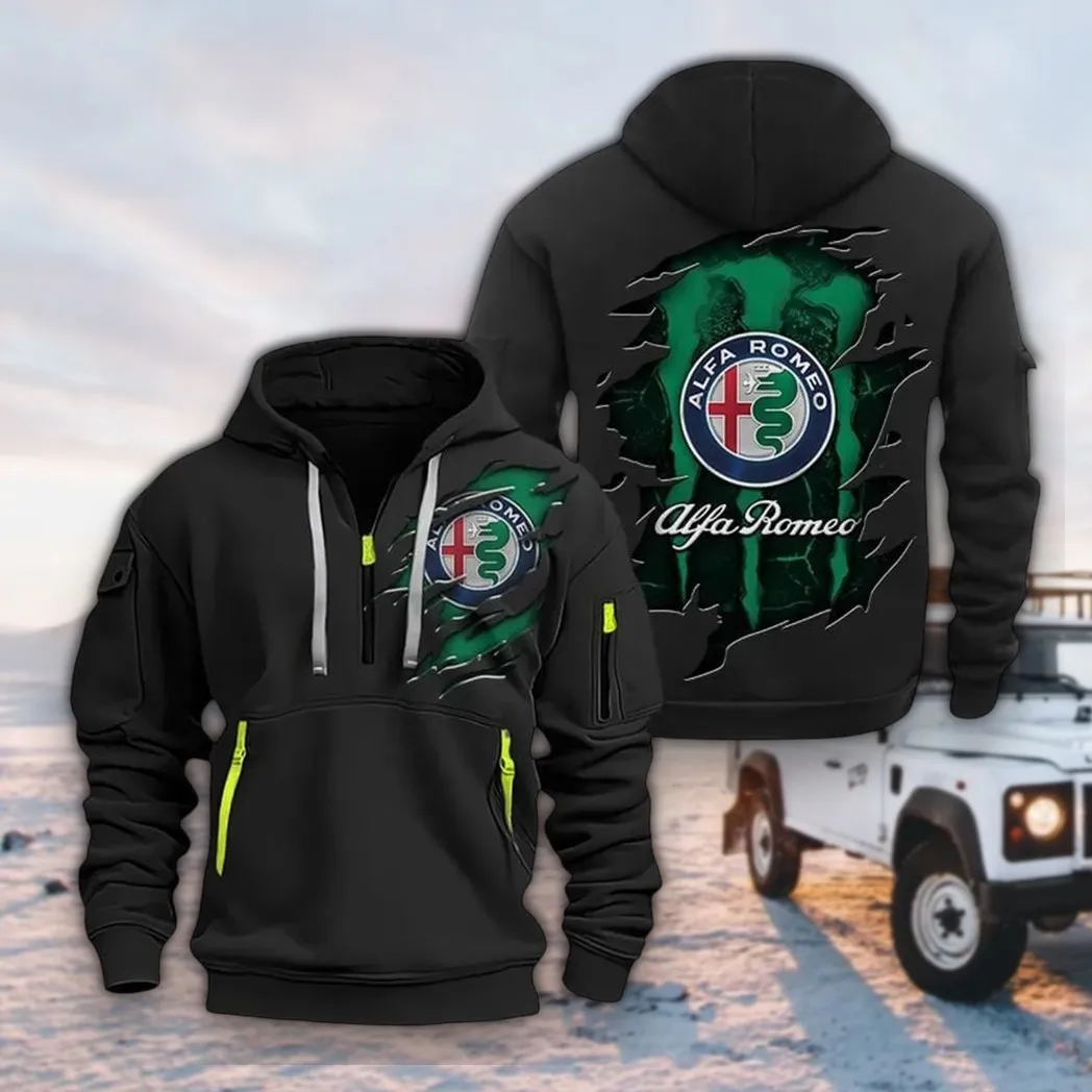 Vintage Ride Hoodie Half Zipper, True Supporter Half-Zip Hoodie CAR021 -Black