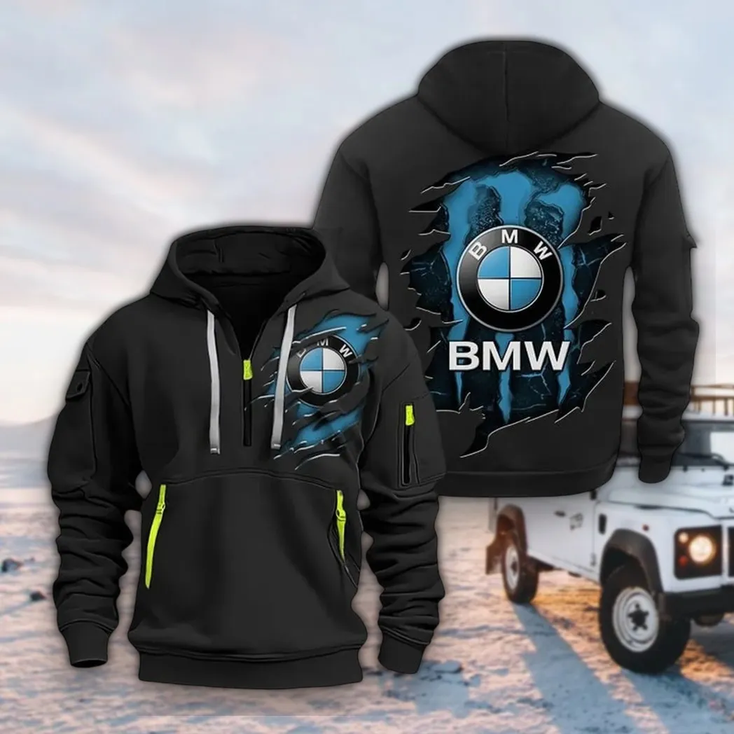 Sport Vehicle Hoodie Half Zipper, Warm Up Hoodie CAR021 -Black