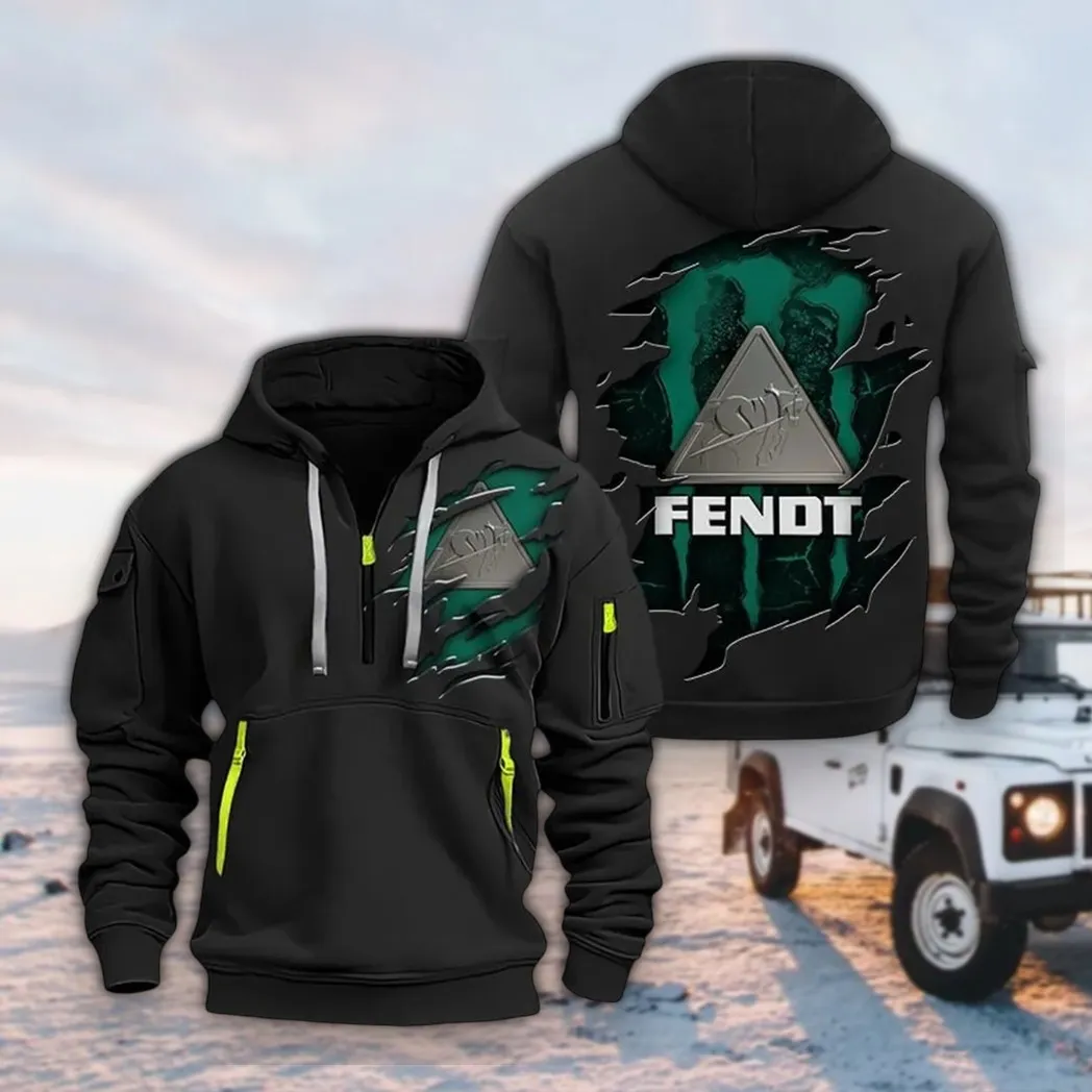 Powerful Tractor Hoodie Half Zipper, True Fan Hoodie CAR032 -Black