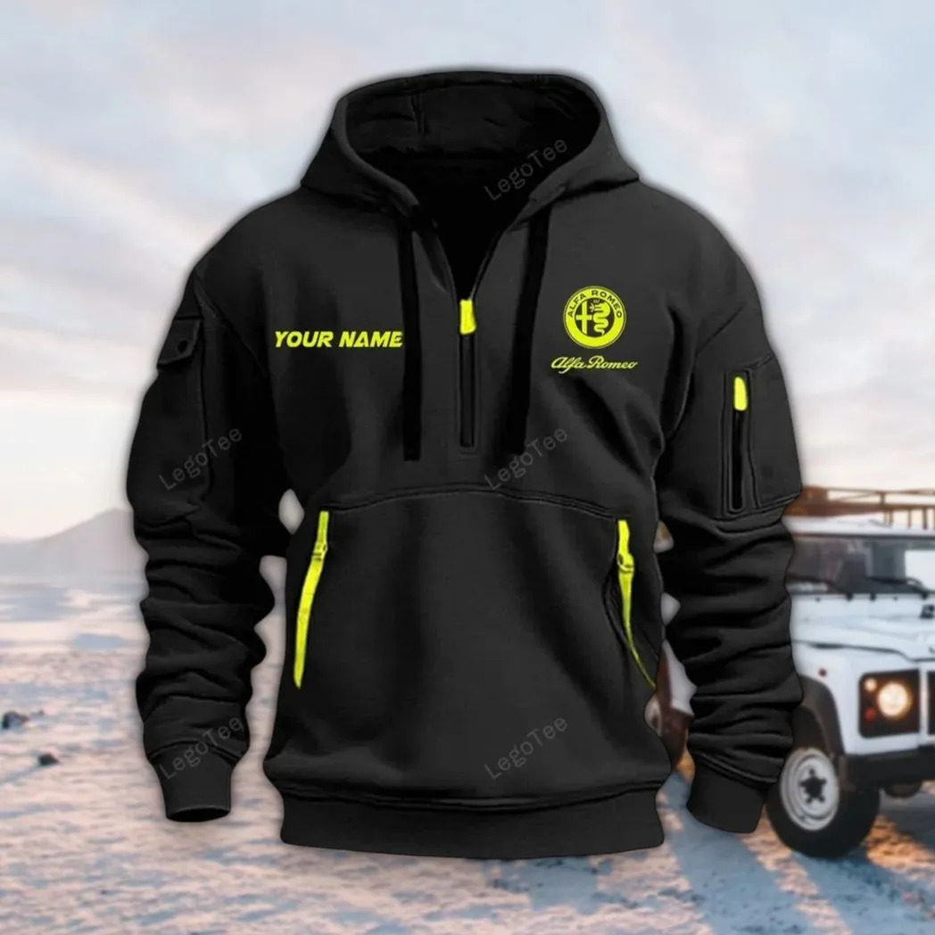 Vintage Ride Hoodie Half Zipper, Fan Pride Half-Zip Hoodie CAR042 -Black