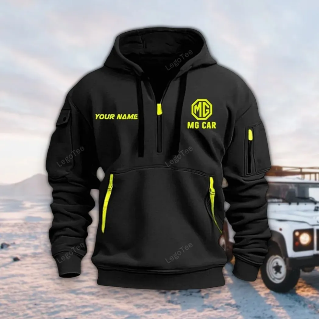 Compact Roadster Hoodie Half Zipper, Streetwear Fan Hoodie CAR042 -Black