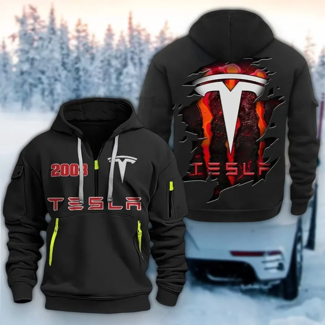 Smart EV Hoodie Half Zipper, Bold Fan Hoodie CAR198 - Black