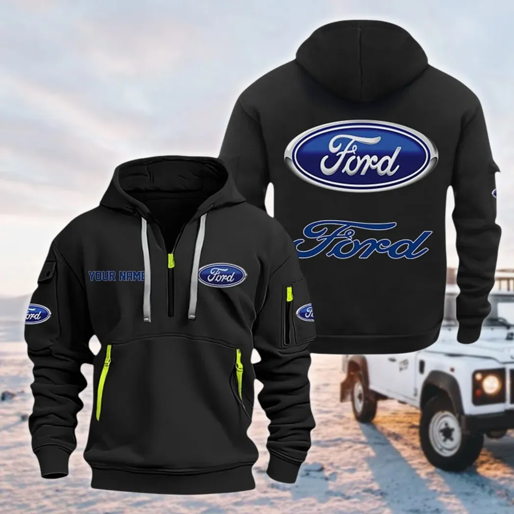 Muscle Car Hoodie Half Zipper, Sport Spirit Hoodie CAR200 - Black