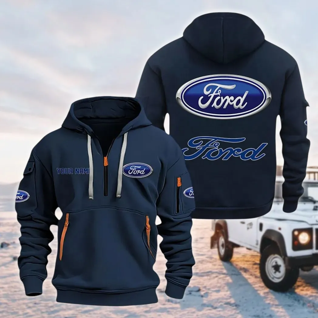Muscle Car Hoodie Half Zipper, Athletic Fan Half-Zip Hoodie CAR200 - Navy