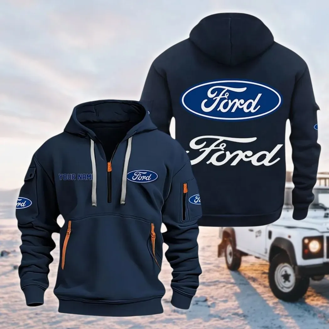 Vintage Ride Hoodie Half Zipper, Modern Sport Hoodie CAR200 - Navy