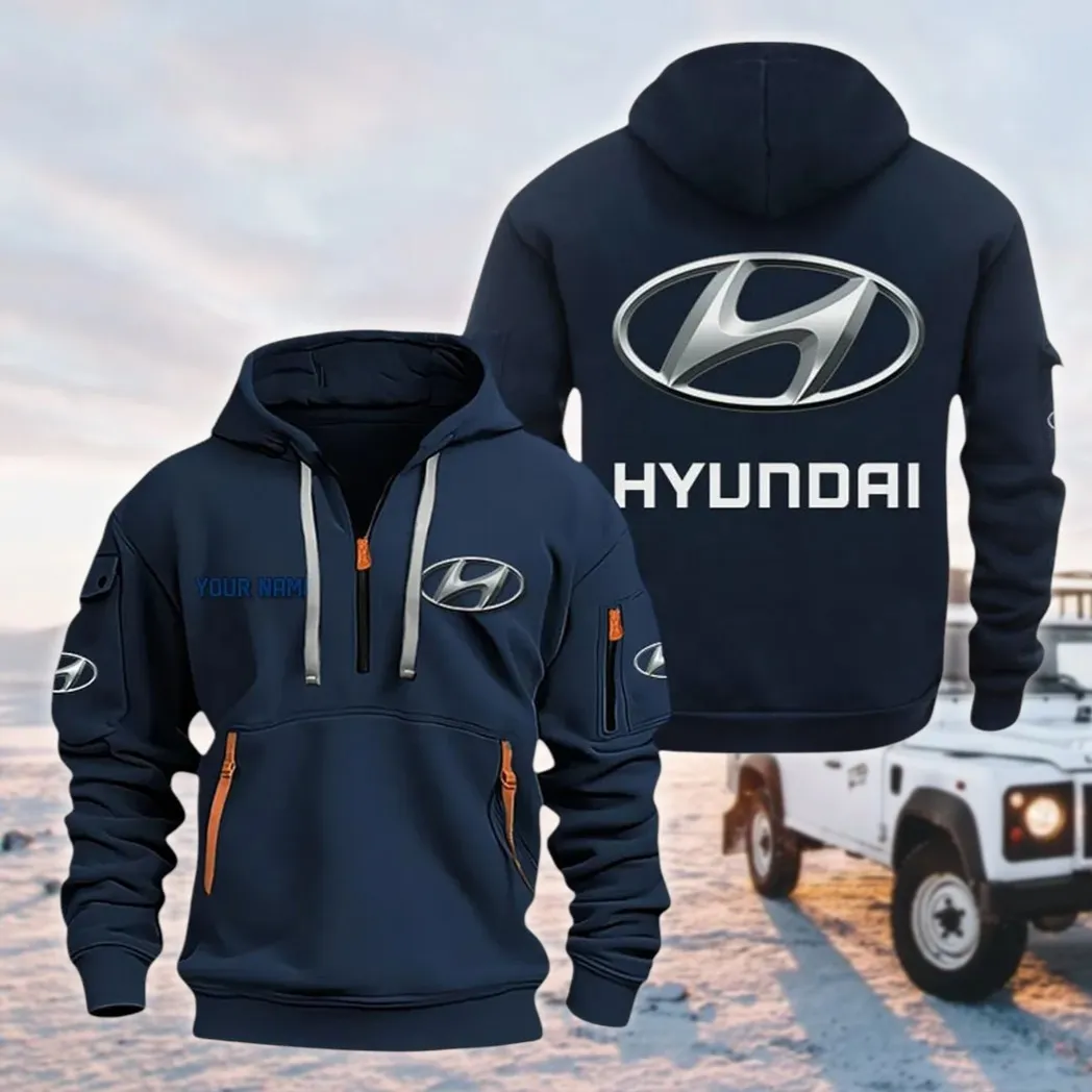 Crossover Hoodie Half Zipper, Modern Sport Hoodie CAR200 - Navy