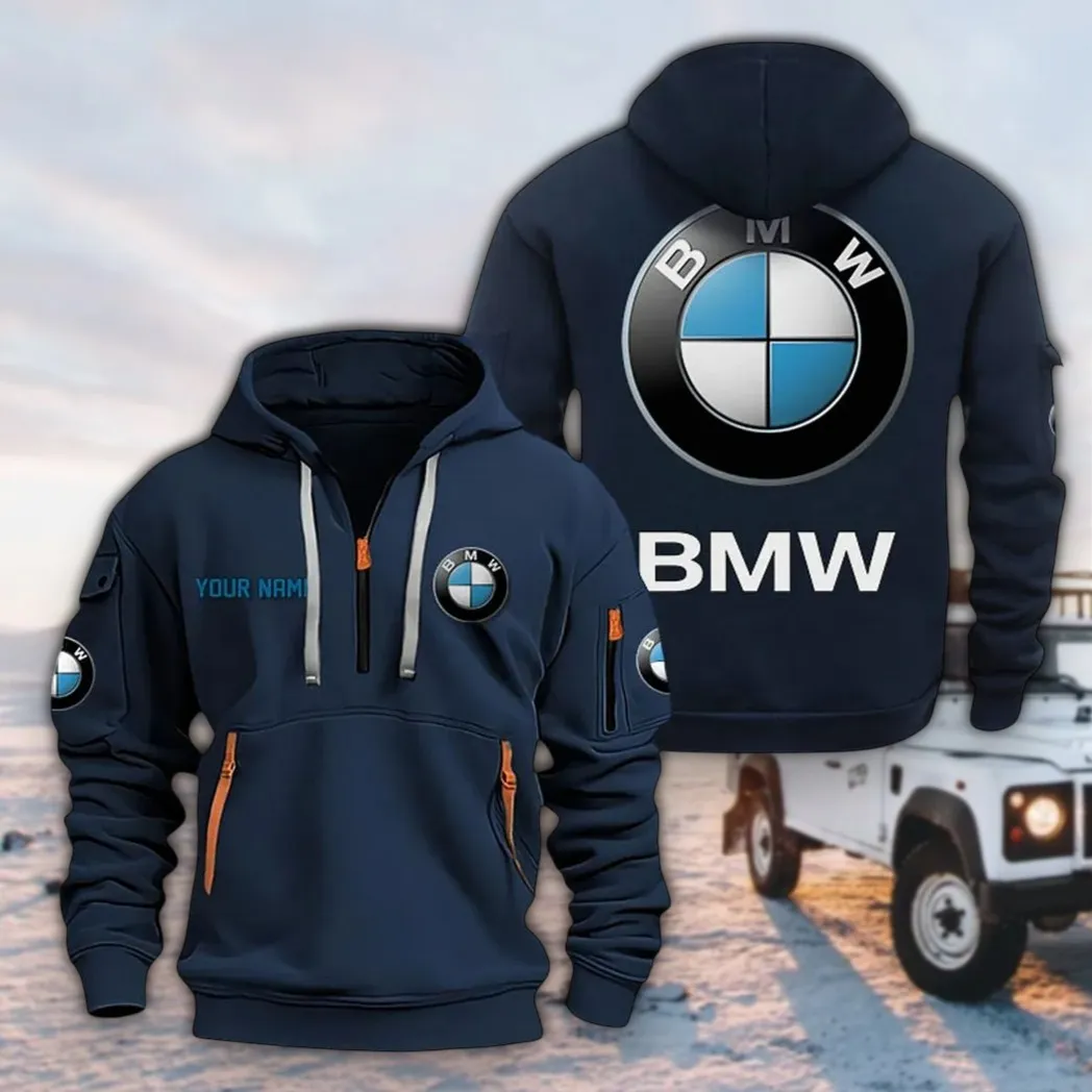 Premium Crossover Hoodie Half Zipper, Streetwear Fan Hoodie CAR200 - Navy