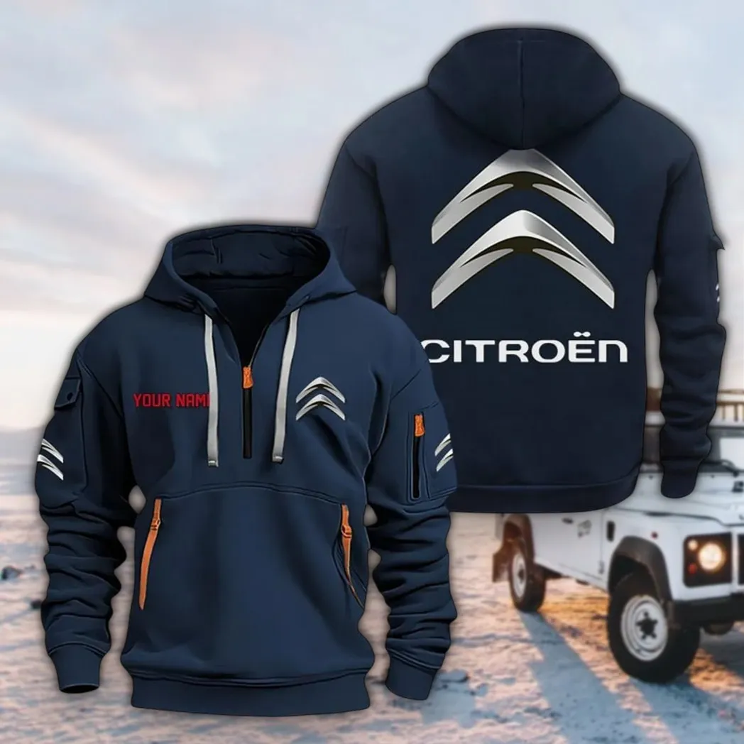 Stylish Crossover Hoodie Half Zipper, Game Day Half-Zip Hoodie CAR200 - Navy