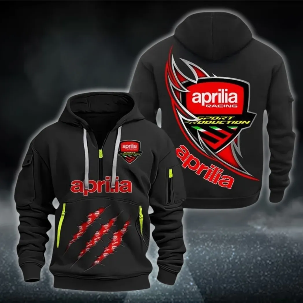 Italian Motorcycle Hoodie Half Zipper, True Supporter Half-Zip Hoodie CAR500 - Black