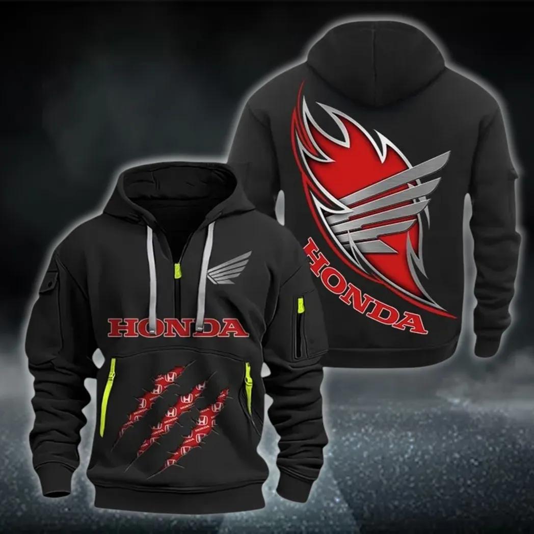 Hatchback Hoodie Half Zipper, Supporter Spirit Hoodie CAR500 - Black