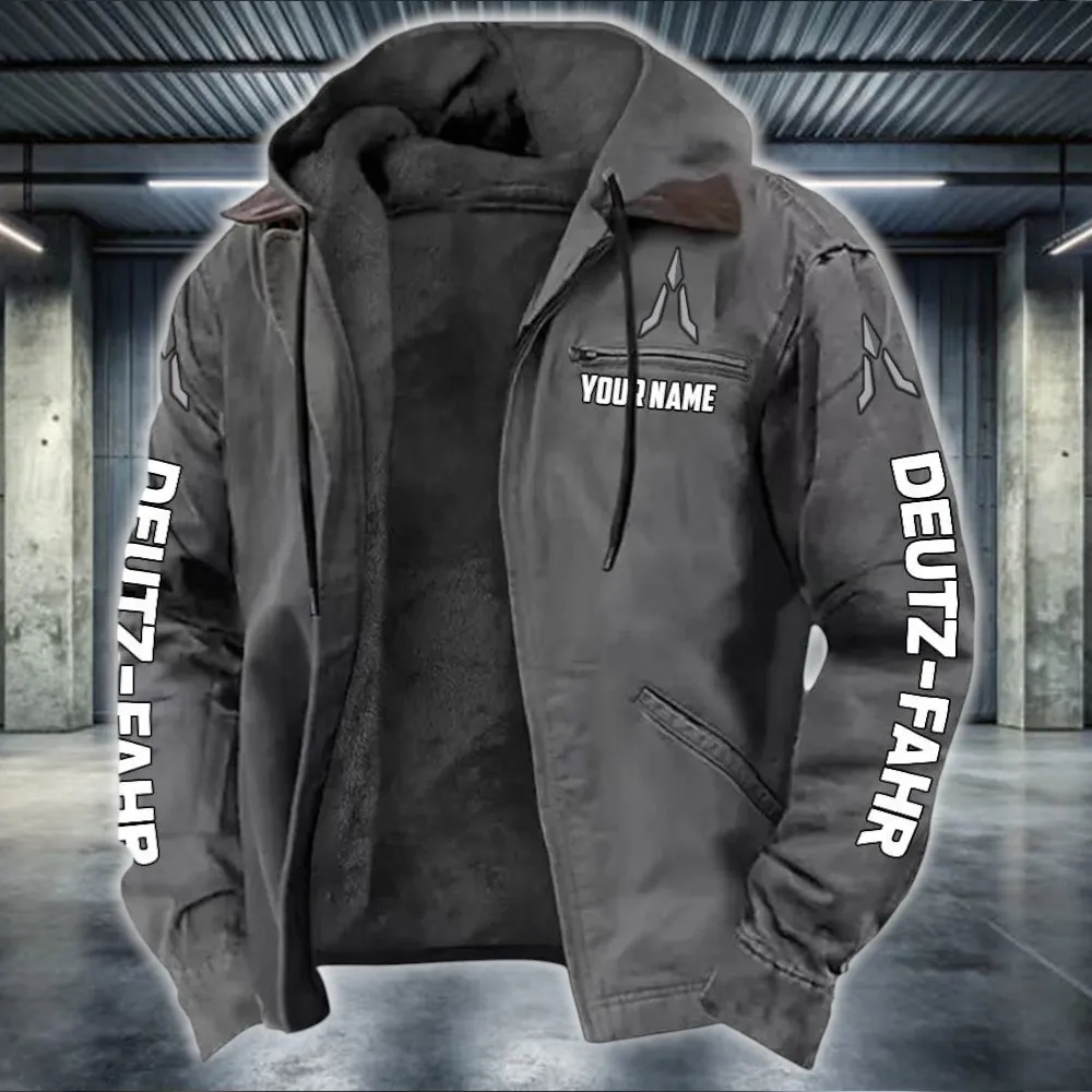 Utility Tractor Hooded And Flannel Hoodie, Ride-Ready Hooded Style CAR519 - Gray