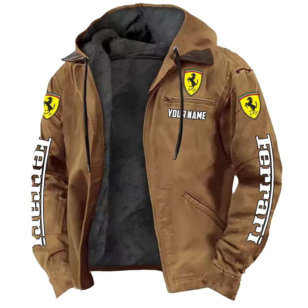 Luxury Speedster Hooded And Flannel Hoodie, Ride-Inspired Streetwear CAR519 - Camel - Image 2