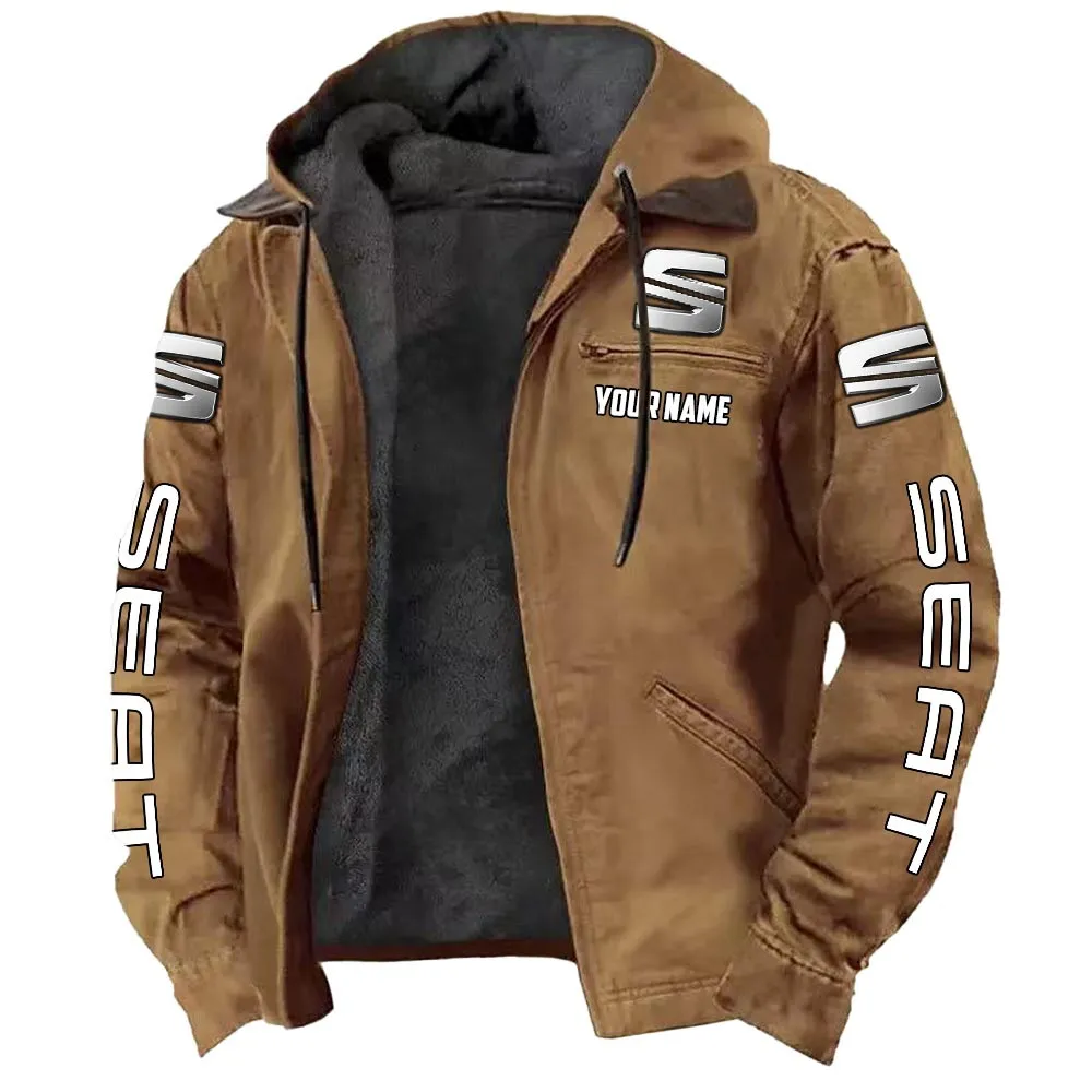 Modern Hatchback Hooded And Flannel Hoodie, Motor-Inspired Flannel CAR519 - Camel - Image 2