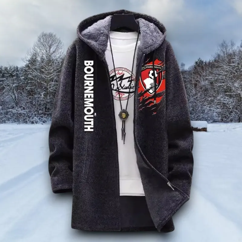 Red Coastal Fans Fleece Windbreaker Jacket, Sporty Fan Outerwear EPL127 - Black