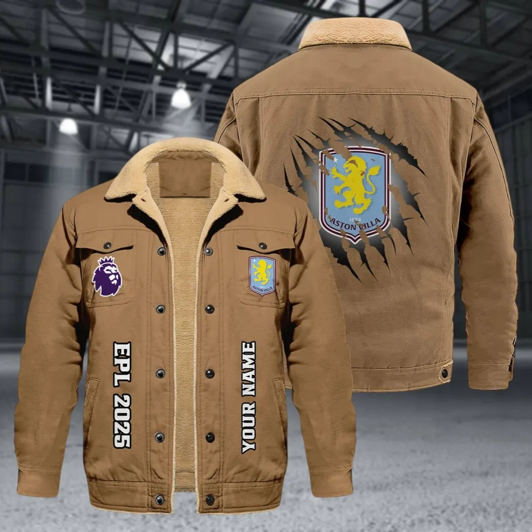 Claret Side Jacket Fur Collar Fleece, Custom Crew Spirit Jacket HVN1317AV - Khaki