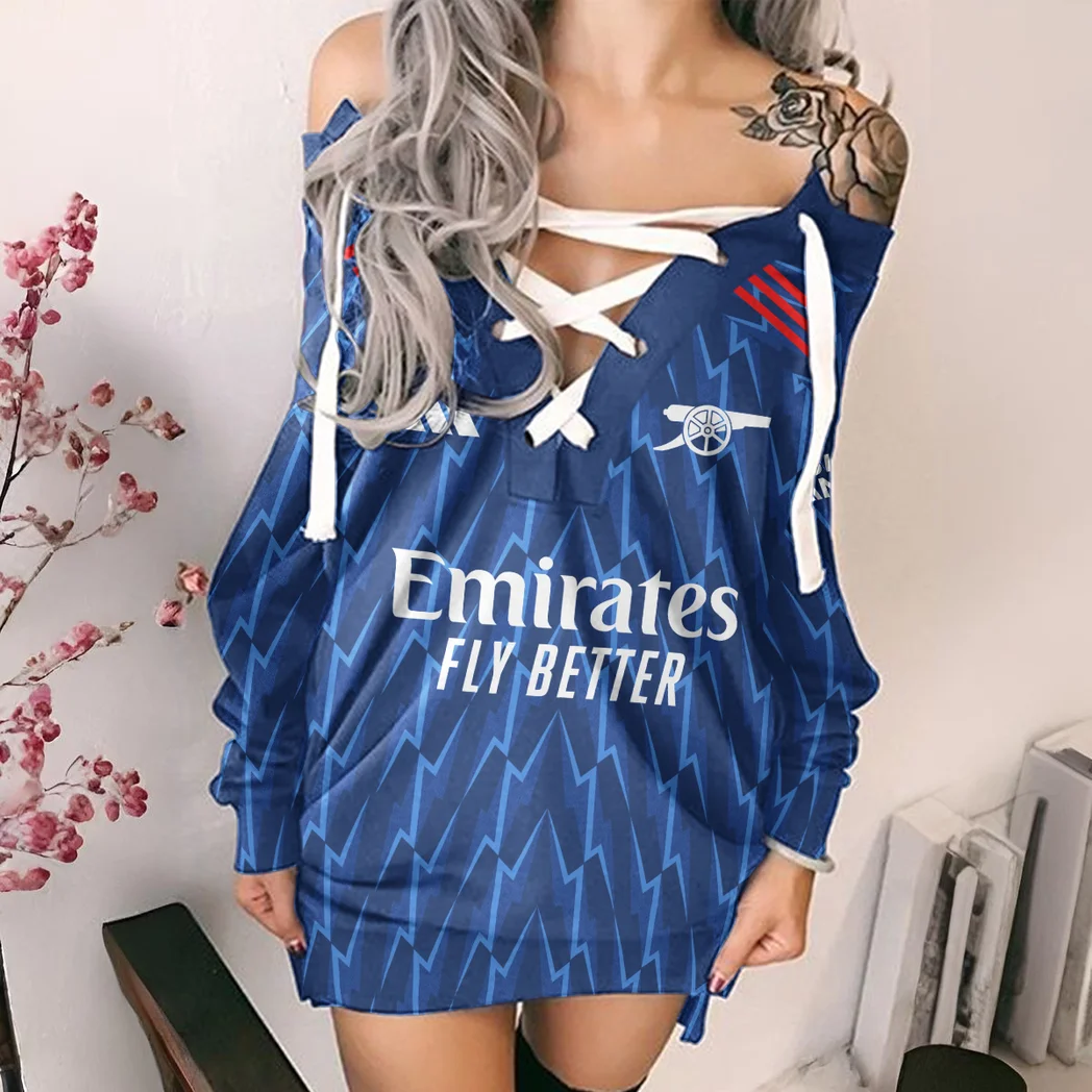 London Red Army Lace-Up Sweatshirt Trendy Streetwear Hoodie Dress HVN1324AR
