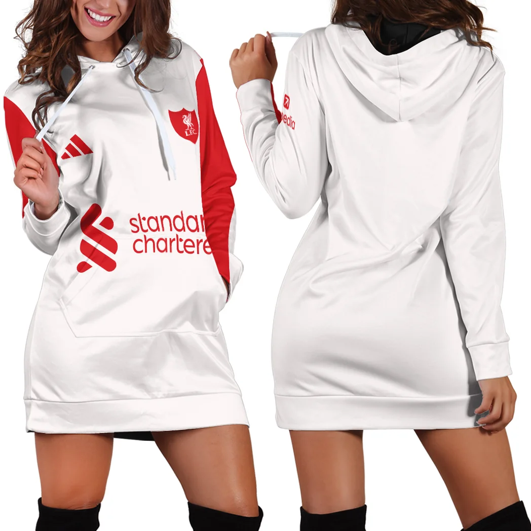 Mersey Red Squad Hoodie Dress Essential Women's Hoodie Dress HVN1324LI