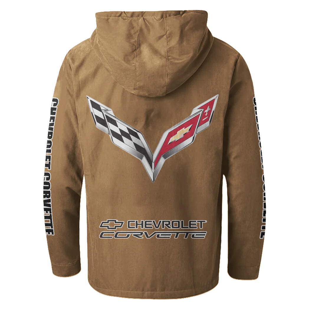Classic Muscle Car Flannel Hoodie, Motor-Inspired Flannel HVN1328CC - Camel - Image 3