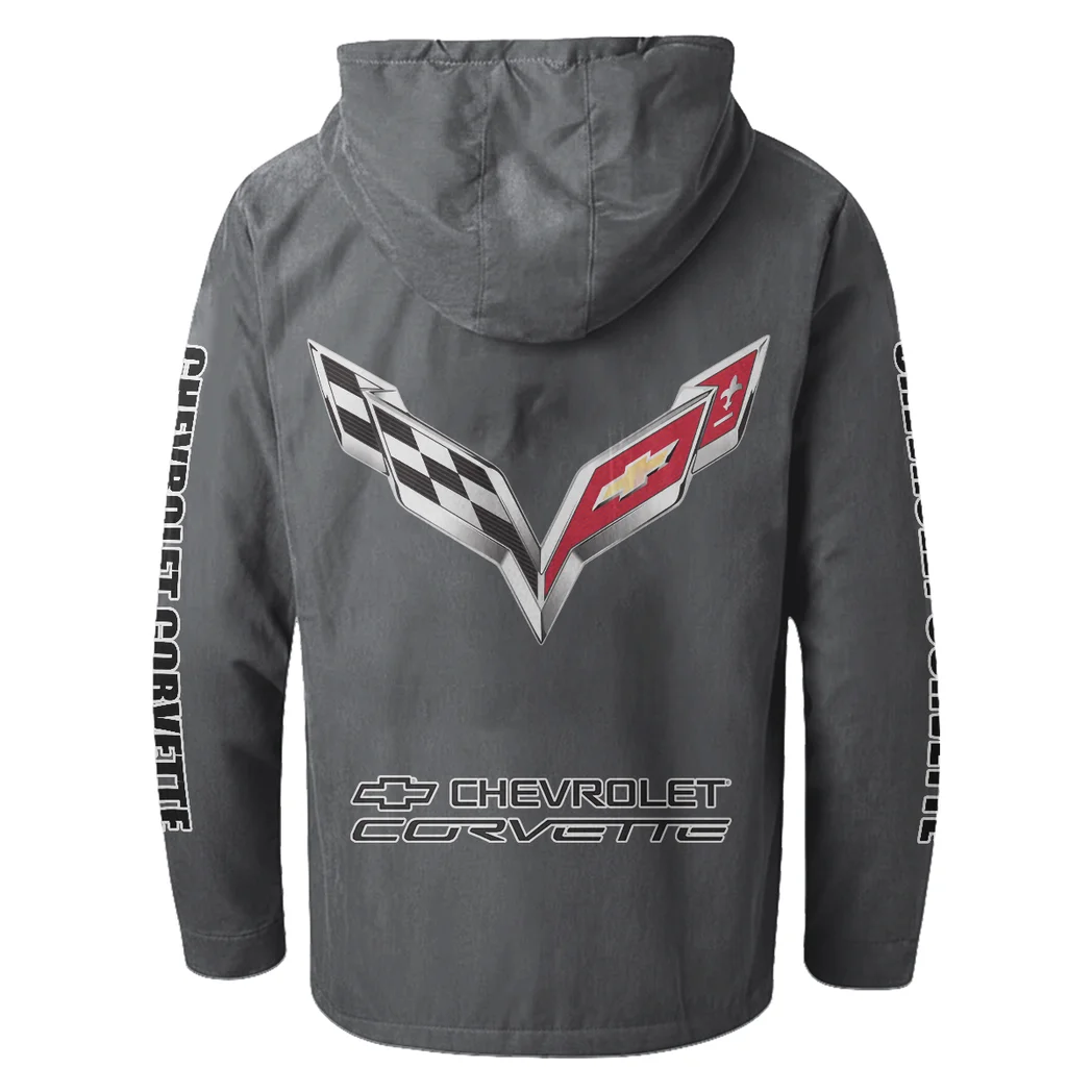 Classic Muscle Car Flannel Hoodie, Motor-Inspired Flannel HVN1328CC - Gray - Image 3