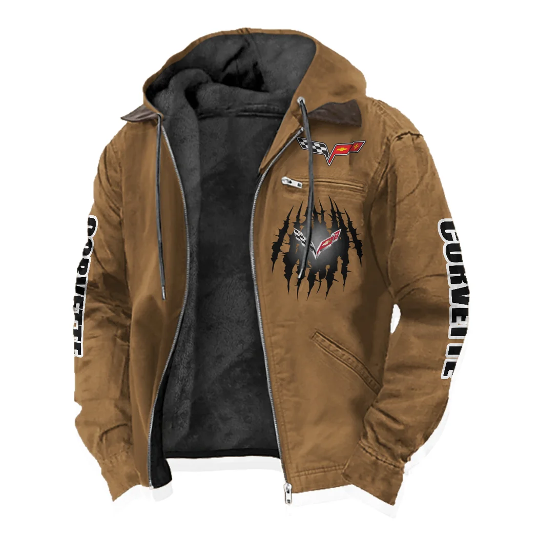 Racing Classic Flannel Hoodie, Biker Spirit Hoodie HVN1328CO - Camel - Image 2