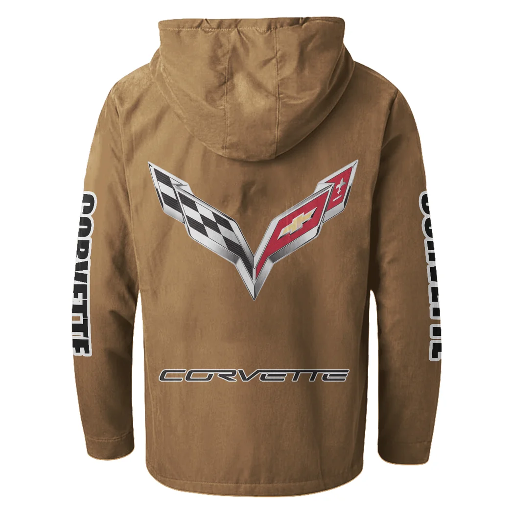 Racing Classic Flannel Hoodie, Biker Spirit Hoodie HVN1328CO - Camel - Image 3