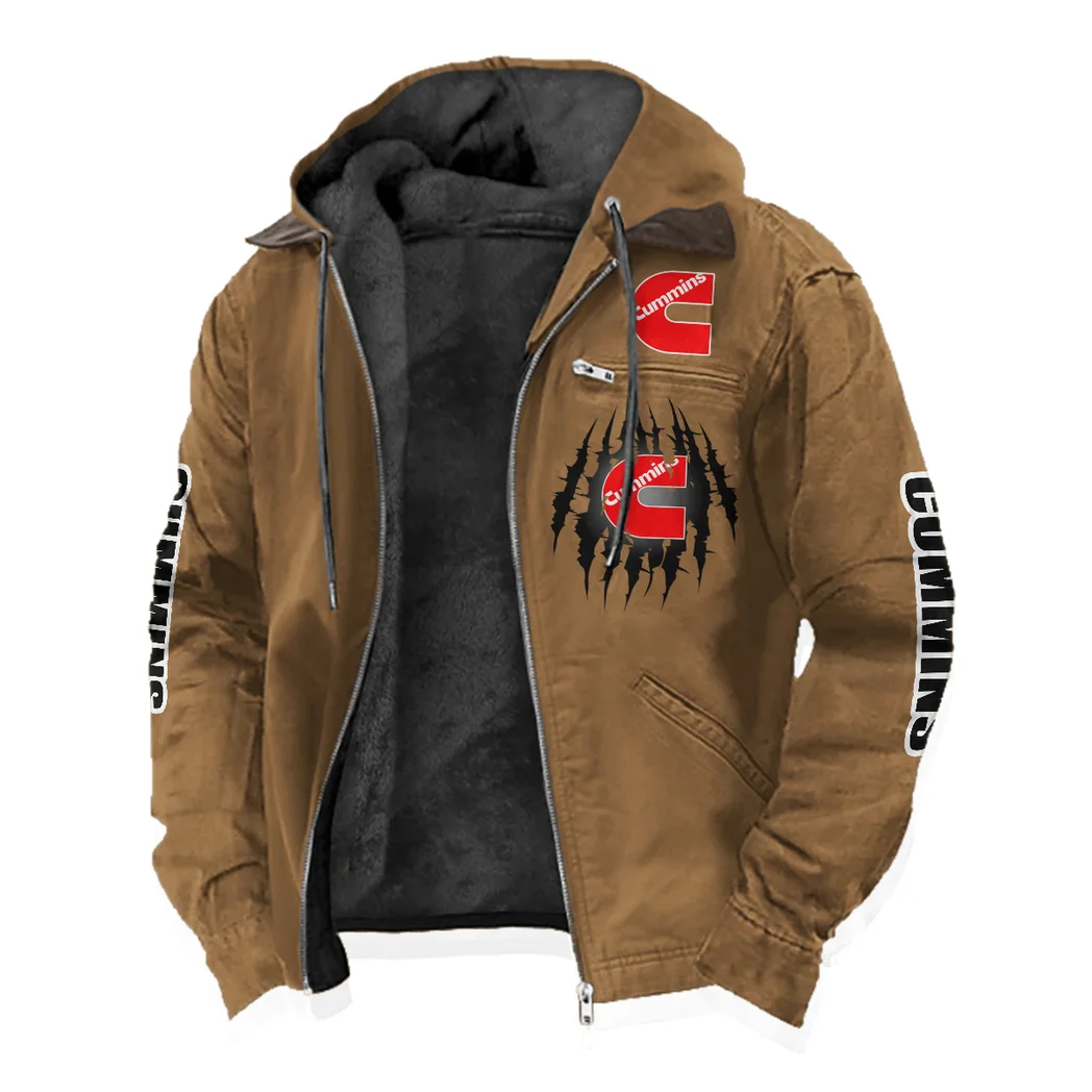 HeavyTorque Engines Flannel Hoodie, Garage-Ready Flannel Shirt HVN1328CU - Camel - Image 2