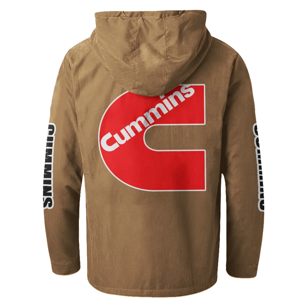 HeavyTorque Engines Flannel Hoodie, Garage-Ready Flannel Shirt HVN1328CU - Camel - Image 3