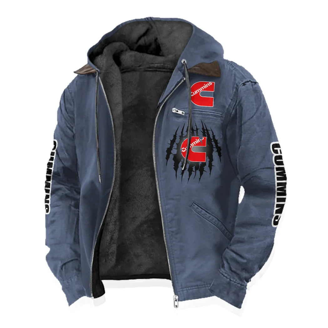 HeavyTorque Engines Flannel Hoodie, Garage-Ready Flannel Shirt HVN1328CU - Navy Blue - Image 2