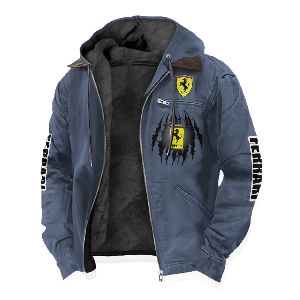 Luxury Speedster Flannel Hoodie, Urban Rider Flannel HVN1328FE - Navy Blue - Image 2