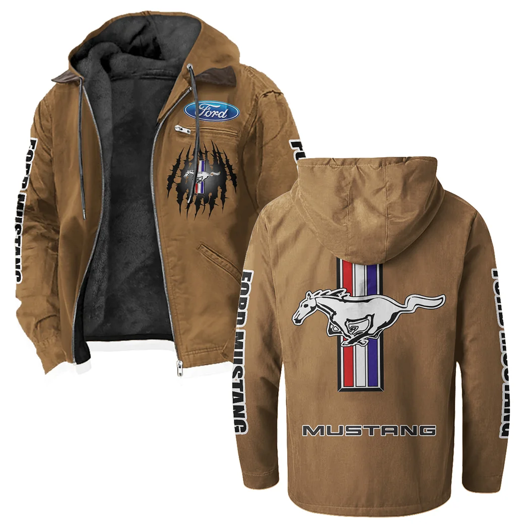 Street Performance Car Flannel Hoodie, Auto Fan Hooded Flannel HVN1328FM - Camel