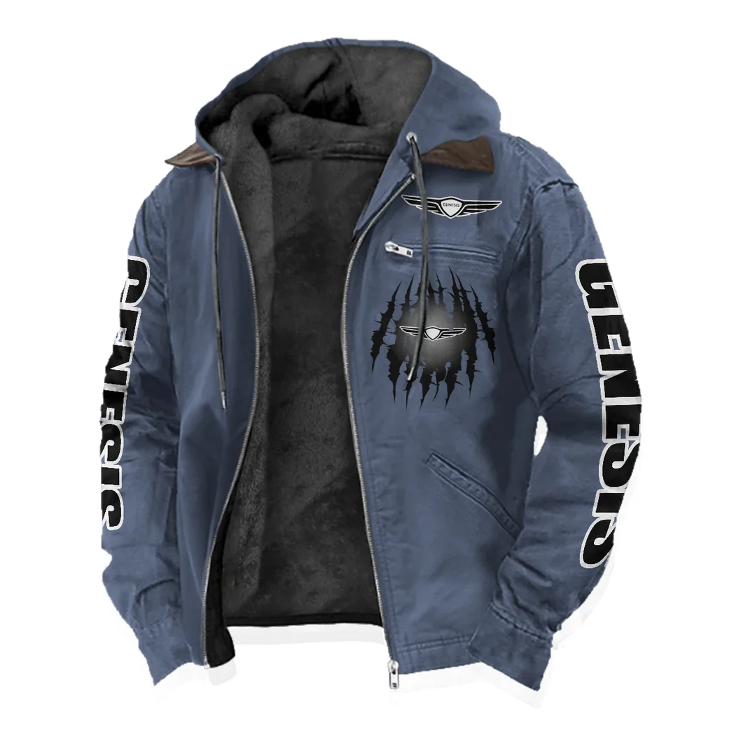 Modern Crossover Flannel Hoodie, Rugged Car Fan Hoodie HVN1328GE - Navy Blue - Image 2