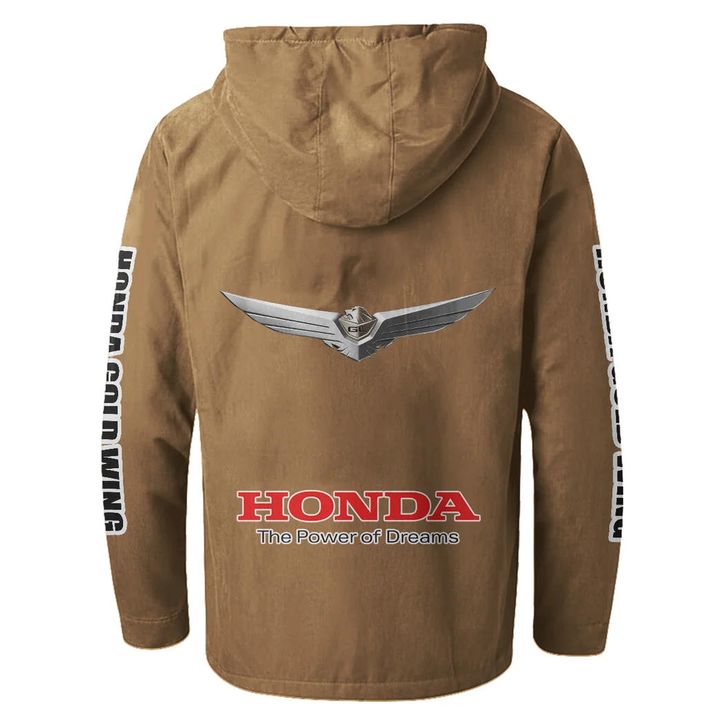 Highway Motorcycle Flannel Hoodie, Rider's Everyday Hoodie HVN1328HG - Camel - Image 3