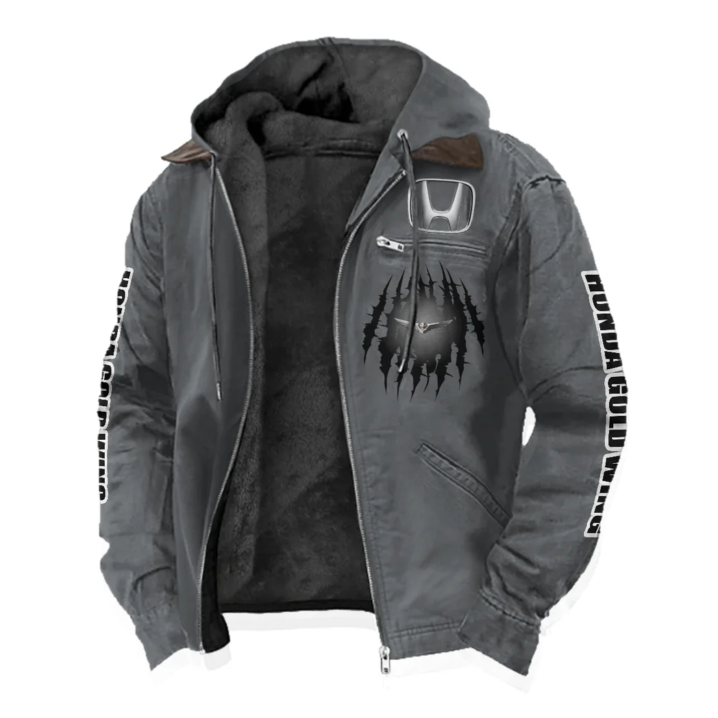 Highway Motorcycle Flannel Hoodie, Rider's Everyday Hoodie HVN1328HG - Gray - Image 2