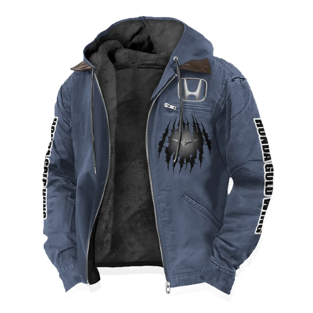 Highway Motorcycle Flannel Hoodie, Rider's Everyday Hoodie HVN1328HG - Navy Blue - Image 2