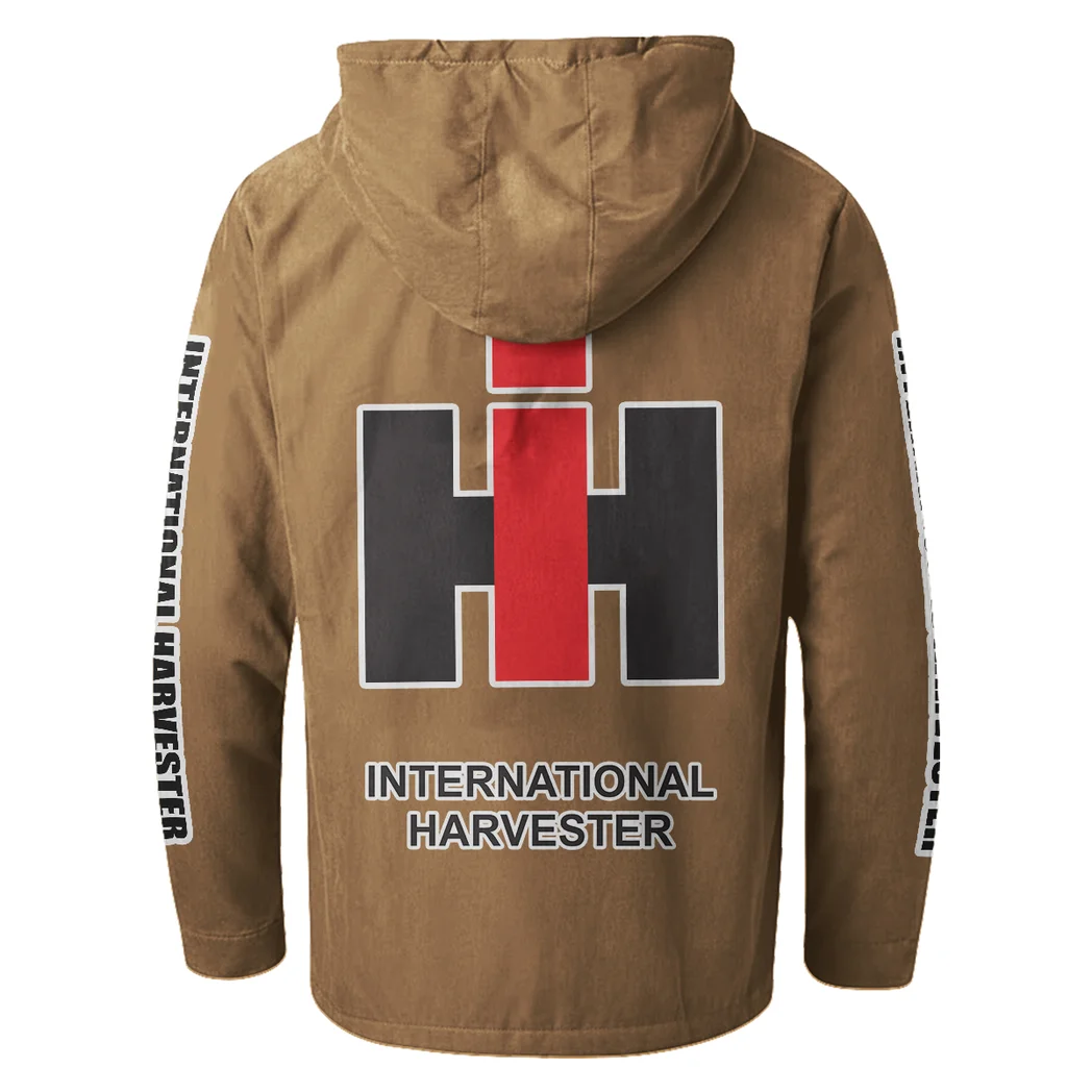 Rural Work Vehicle Flannel Hoodie, Gearhead Style Hoodie HVN1328IH - Camel - Image 3